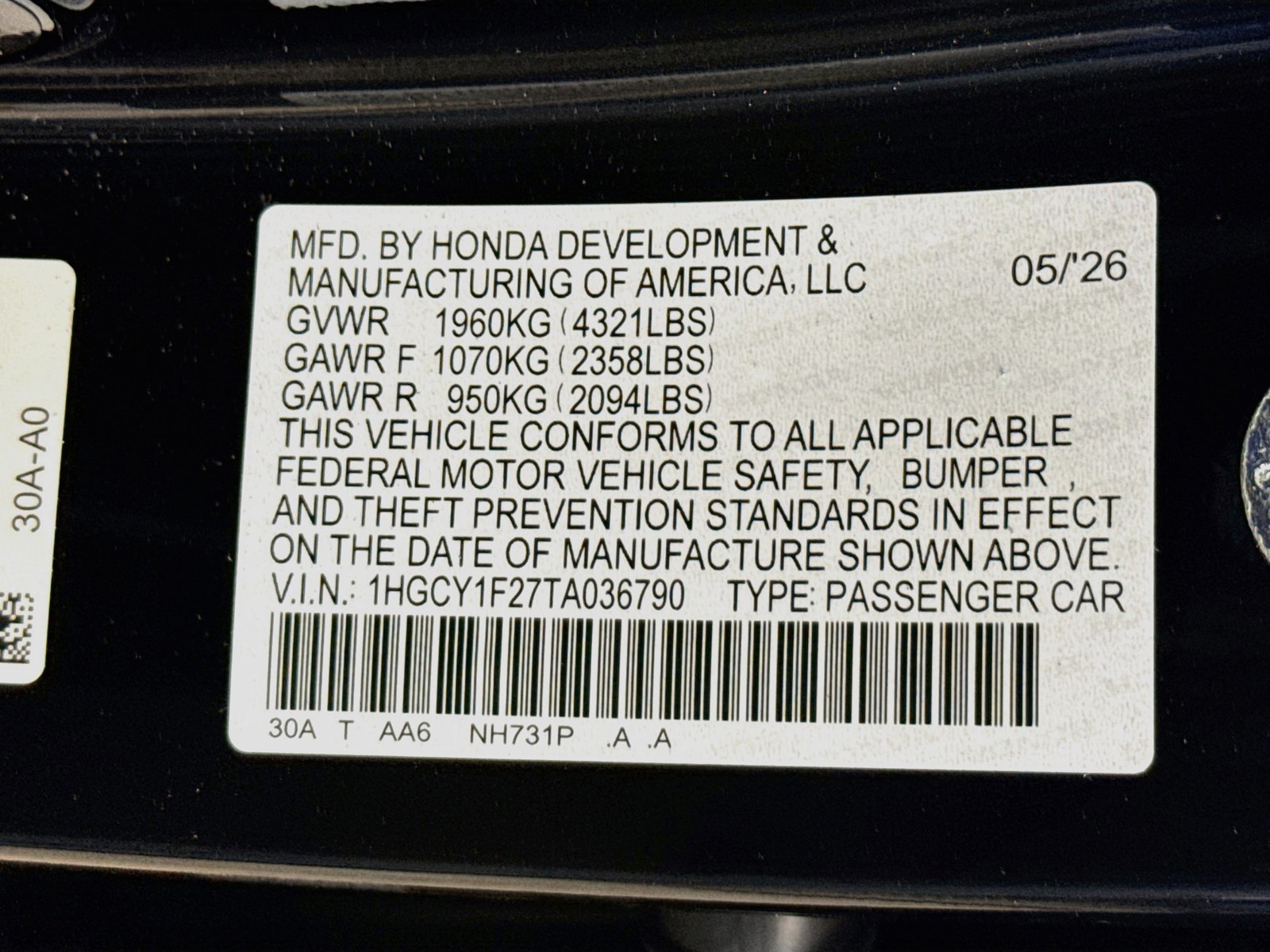 New 2026 Crystal Black Pearl Honda LX image 33