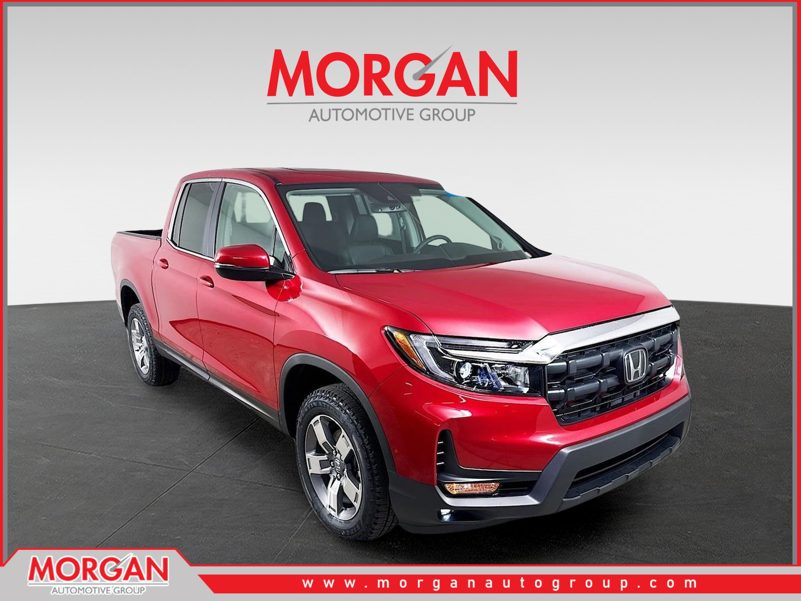 2026 Honda Ridgeline RTL in Radiant Red Metallic II — front three-quarter view